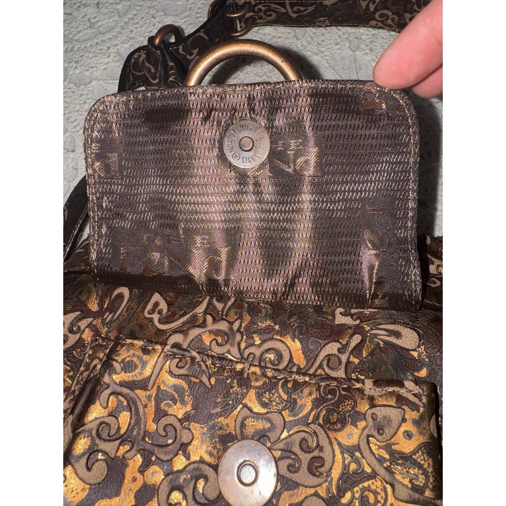 NWOT THE FIND Leather Metallic Paisley Burnout Handbag Shoulder Bag Purse - Picture 7 of 9